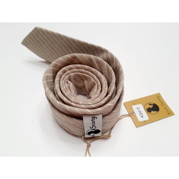 Knot Society 100% Cotton Portland Brown Tan Neutrals Classic Mens Tie NWT - Picture 3 of 7